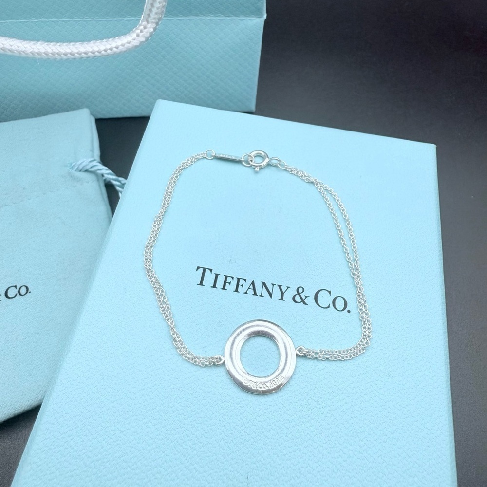 Tiffany & Co. 1837 Circle Station Bracelet Sterling Silver 6.5” Authenticated